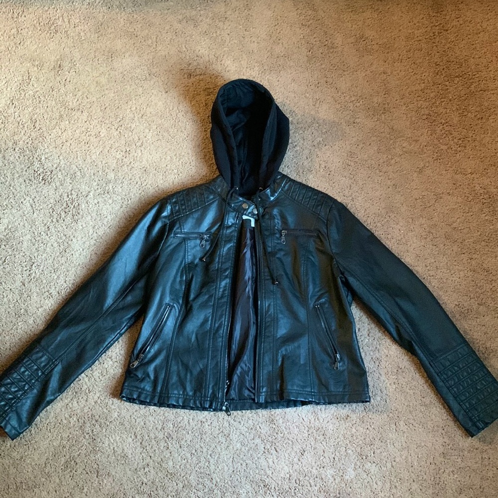 XL black leather jacket